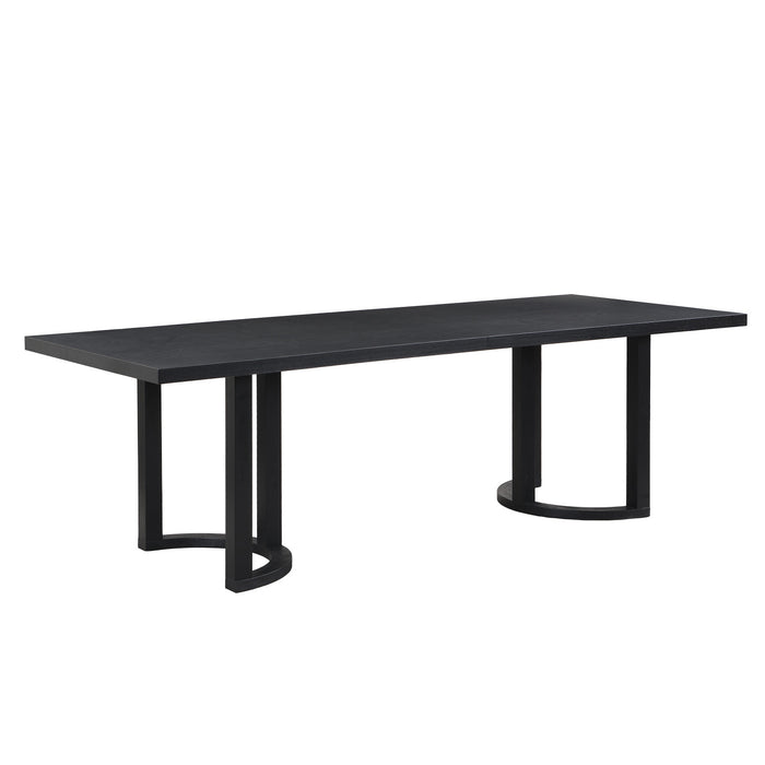 Ethan Dining Table With U-base, Solid Wood & Mdf, 95\"w - Black