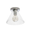 Dainolite Roswell 1 Light Flush Mount Large Satin Chrome Clear Glass Lamp