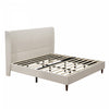 Harper Upholstered King Bed Frame with High Headboard, Chenille Fabric - Beige