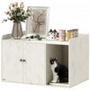 Pawhut Litter Box Enclosure, 32\" Hidden Washroom Furniture With Scratching Mat, Cat Entrance, Indoor Pet House, Side End Table Fit Most Of Cat And Litter Box, Distressed White