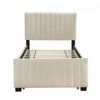 Ethan Space-Saving Velvet Upholstered Platform Bed with Trundle,Twin Size,Beige Twin Bed