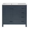Derek 36 Inch Modern Bathroom Vanity with Ceramic Sink & Multi Storage, Blue