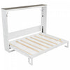 Olivia Solid Wood Murphy Bed with LED Light and Foldable Cabinet,Full Size,White Full Bed