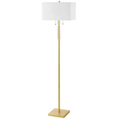 Dainolite Fernanda 2 Light Floor Lamp Aged Brass White Shade|Lampe à pied Fernanda de Dainolite avec abat-jour blanc, fini laiton vieilli et 2 ampoule