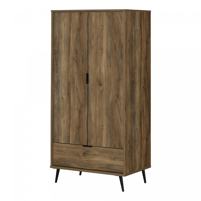 Oxford Wardrobe Armoire With Doors And Drawer - Natural Mango