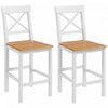 HOMCOM Counter Height Bar Stools Set of 2 with Cross Back and Footrest