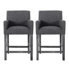 Lewis 26\" Seat Height Counter Stools Set Of 2 With Upholstered Fabric And Solid Wood Legs, Charcoal