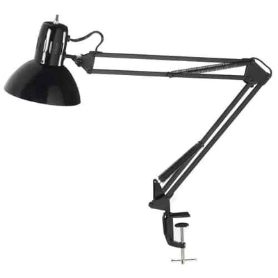 Dainolite Working/Task Lamp Spring Balanced Clampon Gloss Black 36" Reach|Lampe de travail de Dainolite avec pince à ressort équilibrée, portée de 36 po et fini noir lustré