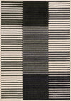 Maverick Green Black White Modern Striped Design Rug, 5'3\" x 7'7\" Indoor Area Rug