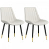 HOMCOM Dining Chairs Set of 2, PU Leather Upholstered Kitchen Chair, Cream