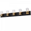 Dainolite Veronica 5 Light Vanity Light Matte Black/Aged Brass Clear Glass Lamp