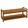 Outsunny Garden Stool With Storage Shelf, Slatted Seat For Indoor Outdoor