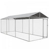 Pawhut Outdoor Dog Kennel Dog Run With Waterproof, Uv Resistant Cover For All-sized Dogs, 19.7' X 7.5' X 7.5', Silver
