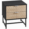 HOMCOM Nightstand with 2 Drawers and Steel Frame, Side Table, Black