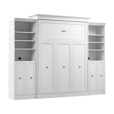 Bestar Versatile Queen Murphy Bed and Two Closet Organizers with Doors (115 W) - White|Grand lit escamotable Versatile de Bestar de 115 po (L) avec 2 organisateurs de garde-robe et portes - blanc