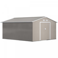 Outsunny 11' X 13' Garden Storage Shed With Double Sliding Door And 4 Ventilation Slots, Garden Tool