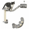 Pawhut Cat Wall Shelf With Scratching Post, Cat Wall Shelves For Relaxing, Climbing, Double Platforms Cat Wall With Soft Ladder And Play Balls, Grey