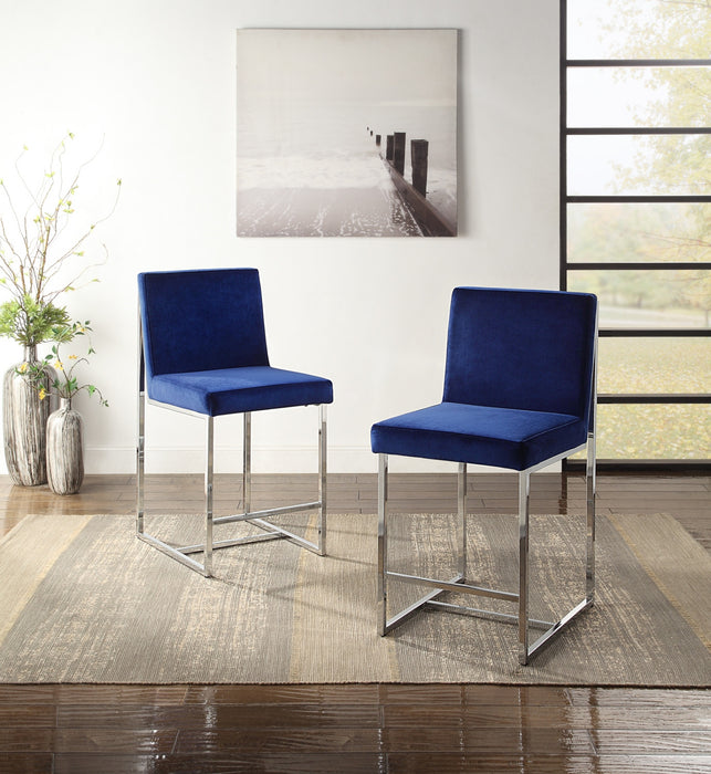Luxembourg Counter Height Chair, Blue & Chrome (set of 2)