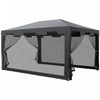 Outsunny 10x13ft Outdoor Gazebo Canopy, Garden Party Tent Patio Sun Shade Shelter Wedding Tent With Mesh Sidewalls And 2 Doors, Dark Grey