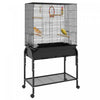 Pawhut 51\" Bird Cage For Budgies Canaries Finches Lovebirds Parakeets With Rolling Stand, Toys, Black