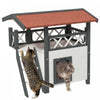 Pawhut Outdoor Cat House, 2-story Shelter For Feral Cats, Wooden Kitten Condo With Asphalt Roof, Stairs, Balcony, 30\" X 20\" X 29\", White