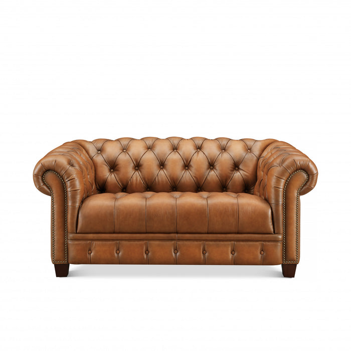 Hydeline York Leather Loveseat - Brown