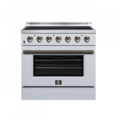 Forno Galiano 36 Inch Freestanding Electric range, 5 radiant burners, 5.36 cu.ft., White - FFSEL6083-36WHT Electric Range | Cuisiniere electrique Galiano de 36 po, 5 foyers radiants, 5,36 pi³, blanc – FFSEL6083-36WHT