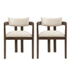 Evelyn Rubberwood Dining Chair with Armrests and Upholstery Seating Set of 2,Walnut