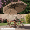 Costway 10 FT Solar Patio Umbrella with 24 LED Lights 8 Ribs & Tilt Adjustment Coffee