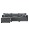 Nimbus 103 Inch Chenille Modular Sectional Sofa with Ottoman and Double Cushions, Dark Gray