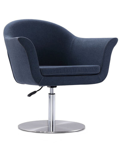 Manhattan Comfort Voyager Brushed Metal Woven Swivel Adjustable Accent Chair - Smokey Blue|Chaise d’appoint réglable pivotante Voyager de Manhattan Comfort en métal brossé et en tissu - bleu fumé