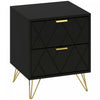 HOMCOM Modern Bedside Table, Nightstand with 2 Drawers for Bedroom, Black