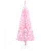 Homcom Snow Flocked Pencil Artificial Christmas Tree With Steel Base Pink