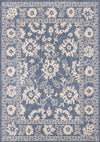 Cabana Blue White Elegant Border Outdoor Rug, 5'3\" x 7'7\" Outdoor Area Rug