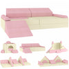 Qaba 12 PCS Modular Kids Play Couch, Child Sectional Sofa, Bedroom and Playroom Furniture for Toddlers, Convertible Foam and Floor Cushion for Boys and Girls, Pink