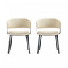 Luce Modern Textured Vegan Leather Metal Dining Chair in Sand - Set of 2