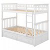 Elvis Solid Wood Convertible Bunk Bed With Drawers, Twin Size, White