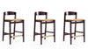 Klismos Mid-Century Modern Wood Upholstered Counter Stool in Camel - Set of 3