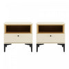 Amara Modern 20\" Nightstand in Cream and Light Oak (1-Drawer) - Set of 2