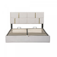 Joyce Upholstered Platform Bed With Hydraulic Storage And Velvet Frame,queen Size,beige Queen Bed