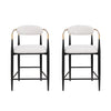 Tammy Counter-height Stool Set Of 2 With Boucle Fabric & Gold Accent - White