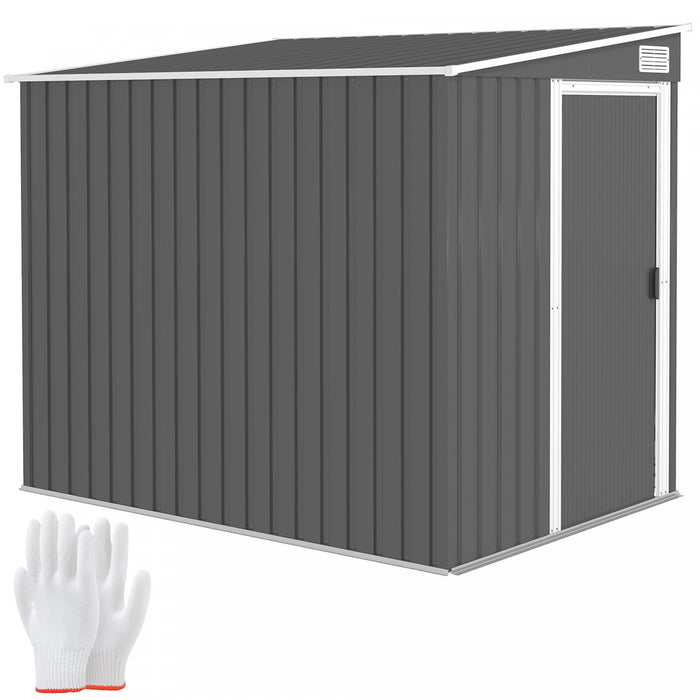 Outsunny 5 X 7ft Lean To Outdoor Storage Shed W/ Foundation, Dark Grey