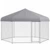 Pawhut Outdoor Dog Kennel Dog Run With Waterproof, Uv Resistant Cover For Medium And Large Sized Dogs, 13.4' X 11.5' X 8.8', Silver