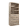 Bestar Pur 36 W Closet Organizer with Drawers - Rustic Brown