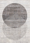 Solace Soft Low-Pile Grey White Merging Circles Area Rug - 7'10\" x 10'6\"