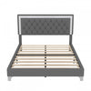 Sophia 3 Piece Velvet Tufted Headboard Bedroom Set With Upholstered Bed And Led Lights,queen Size,grey Queen Bed