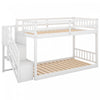 Joanna Twin Floor Solid Wood Bunk Bed With Storage Ladder, Low Height Design, White