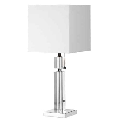 Dainolite Fernanda 1 Light Table Lamp Polished Chrome White Shade|Lampe de table Fernanda de Dainolite avec abat-jour blanc, fini chromé poli et 1 ampoule