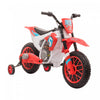 Aosom Kids Dirt Bike Battery Powered Ride-On Electric Motorcycle With Charging 12v Battery, Training Wheels Red
