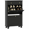 HOMCOM Narrow Shoe Cabinet w/ 2 Flip Drawers, Shoe Storage Cabinet, Black